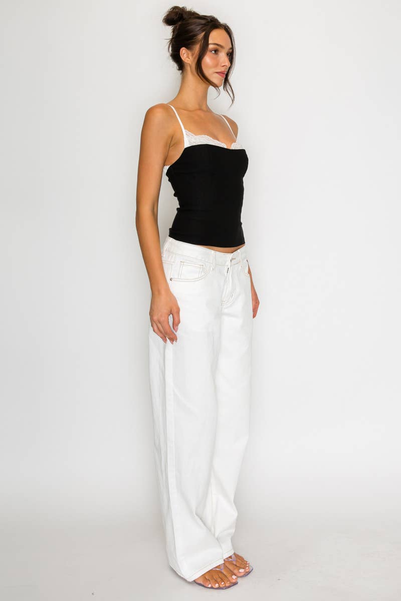 Coraline Lace Trim Contrast Cami Top