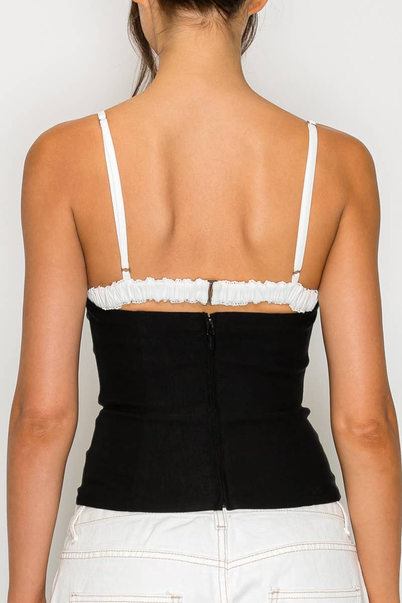 Coraline Lace Trim Contrast Cami Top