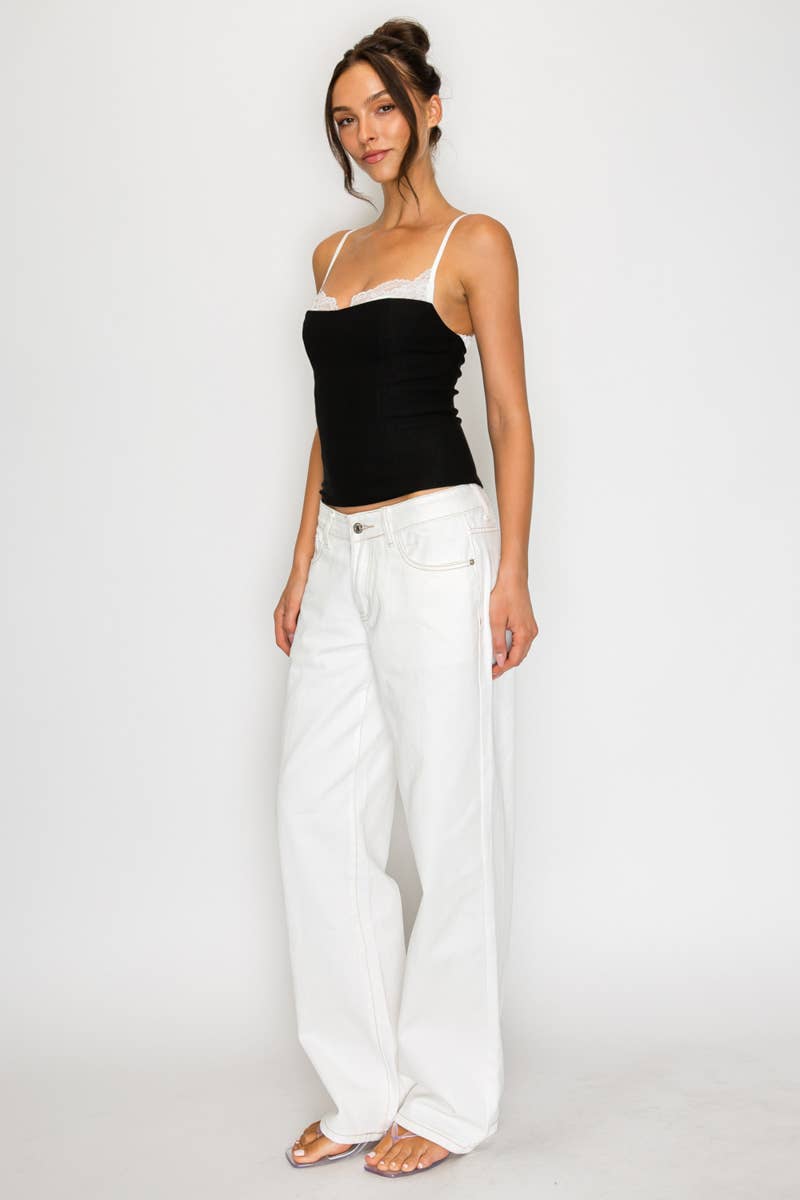 Coraline Lace Trim Contrast Cami Top