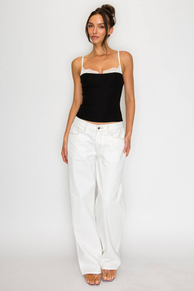Coraline Lace Trim Contrast Cami Top
