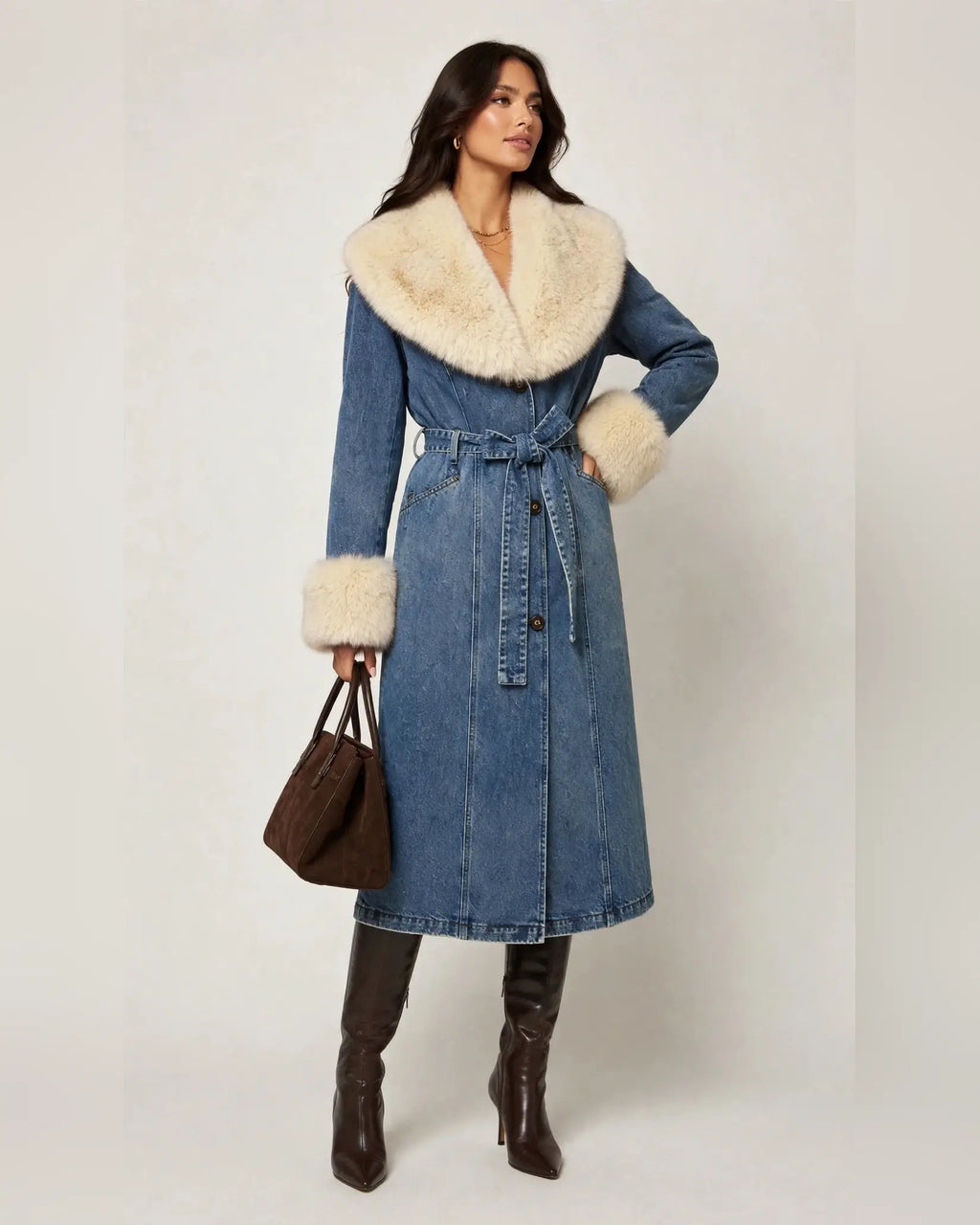 Aspen Denim Fur Coat