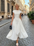 Elodie Polka Dot Mock Neck Midi Dress