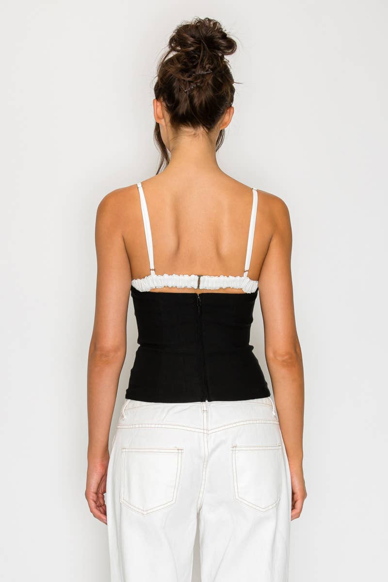 Coraline Lace Trim Contrast Cami Top