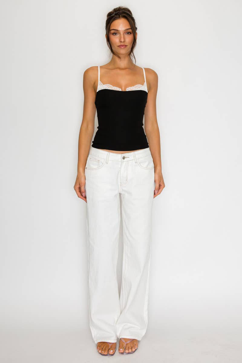 Coraline Lace Trim Contrast Cami Top