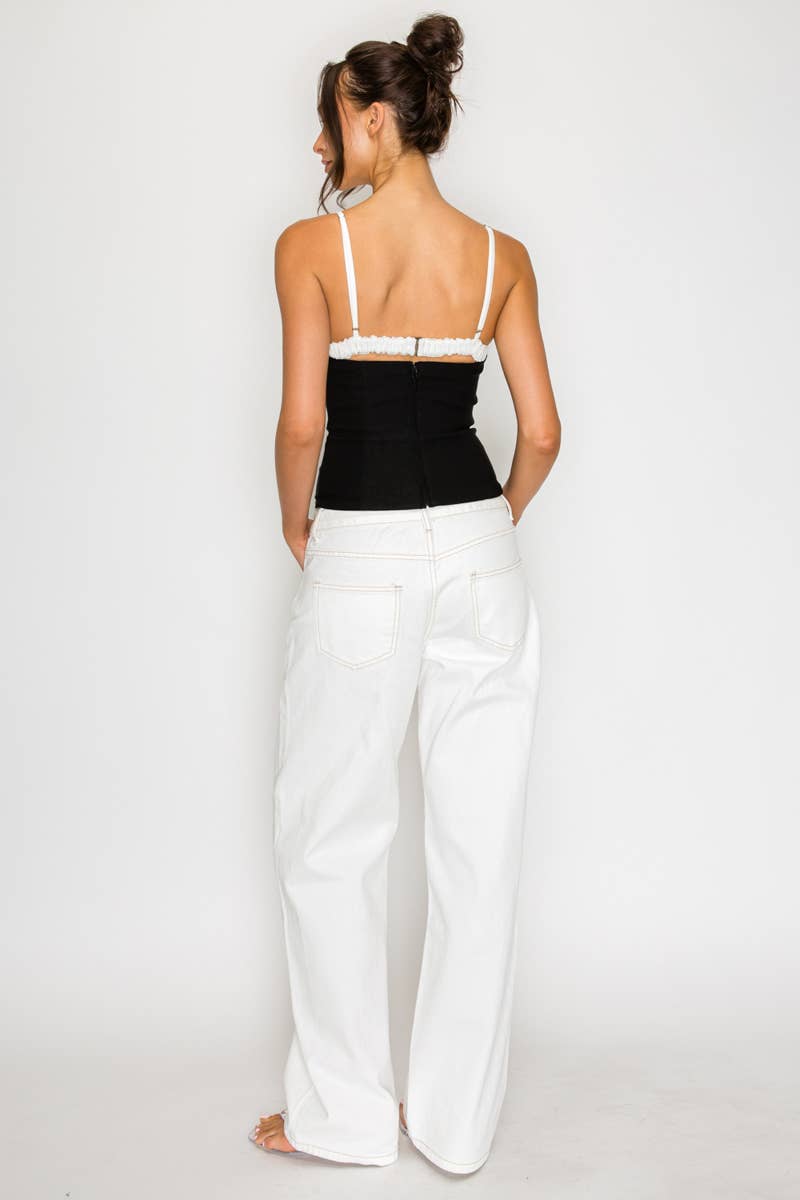 Coraline Lace Trim Contrast Cami Top